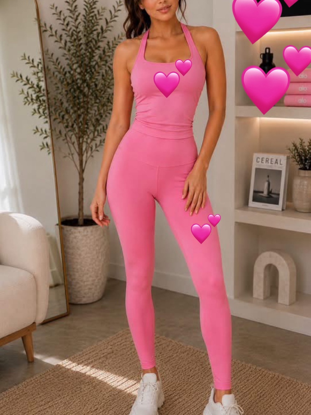 High-Waist Pink Halter Active 2piece